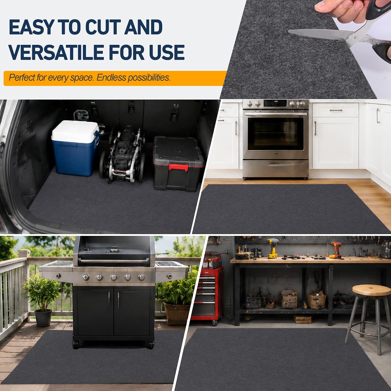 Garage Floor Protector Mat, 6' x 8', Dark Gray