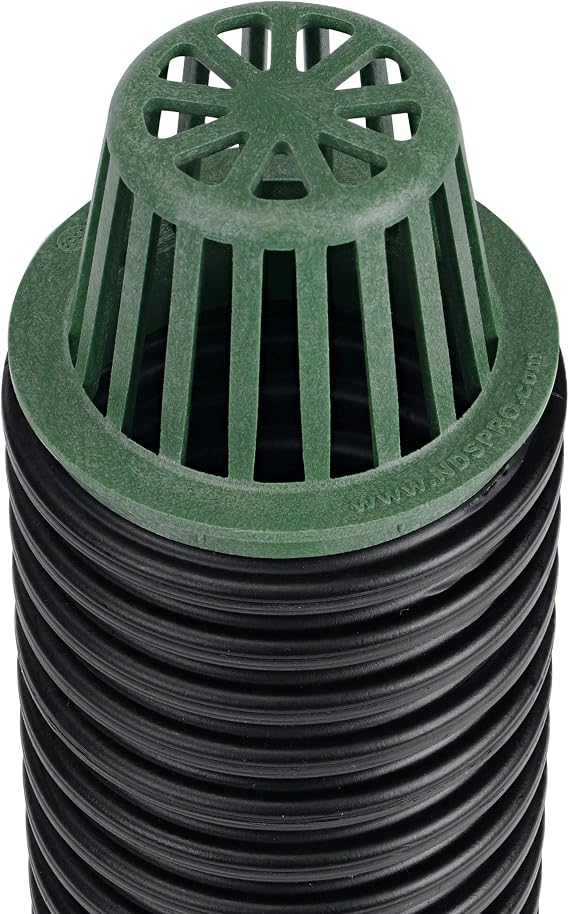 NDS 75G 4-Inch Round Atrium Drain Grate Cover for 4-Inch Sewer and Drain Pipe Fittings, for Small Lawns, Landscaping and Patios, Green