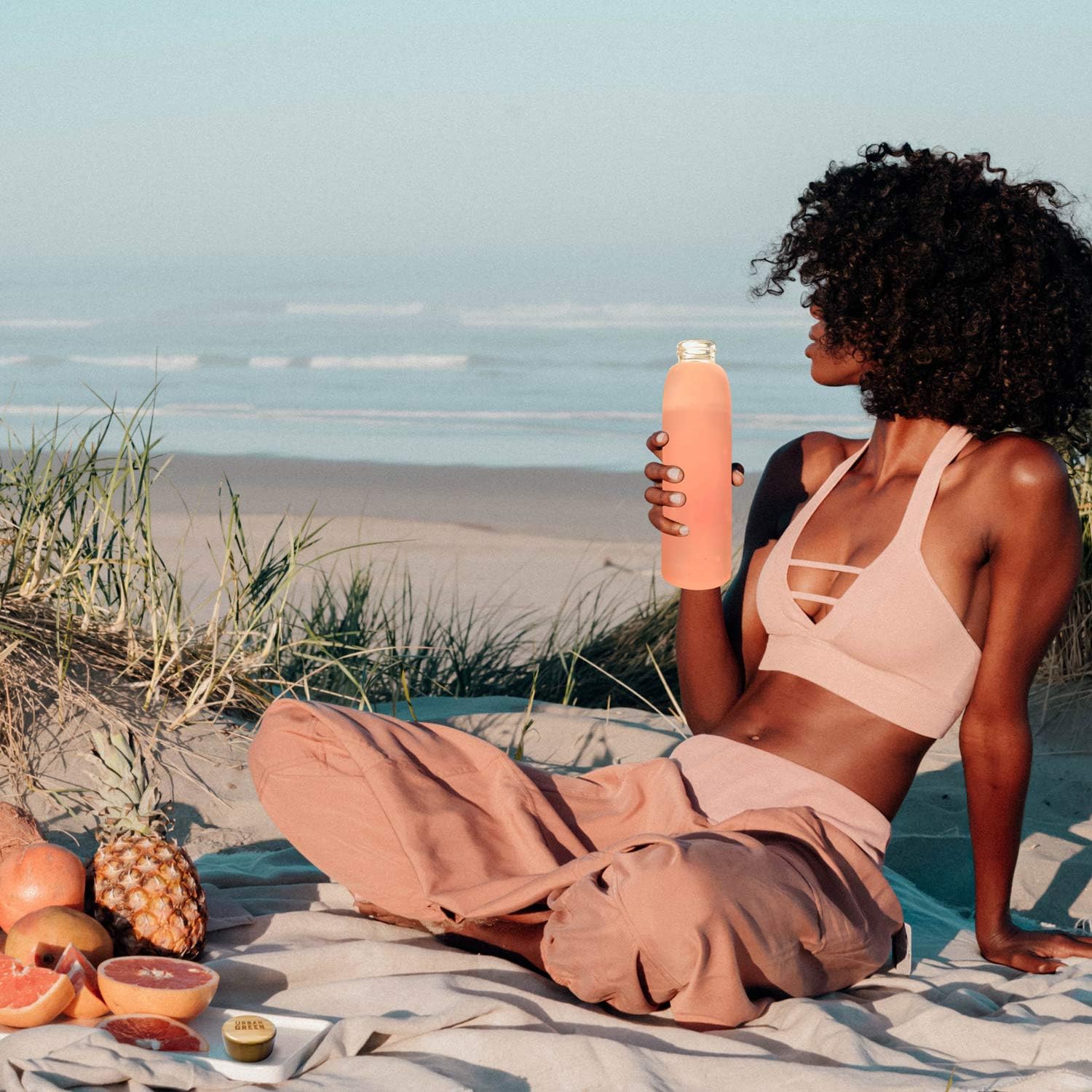 Urban Green Glass Water Bottle with Protective Silicone Sleeve and Bamboo Lid, 18oz, 1extra 304 Stainless Steel Lid with Handle, BPA Free, Dishwasher Safe, Valentine Gift - Image 6