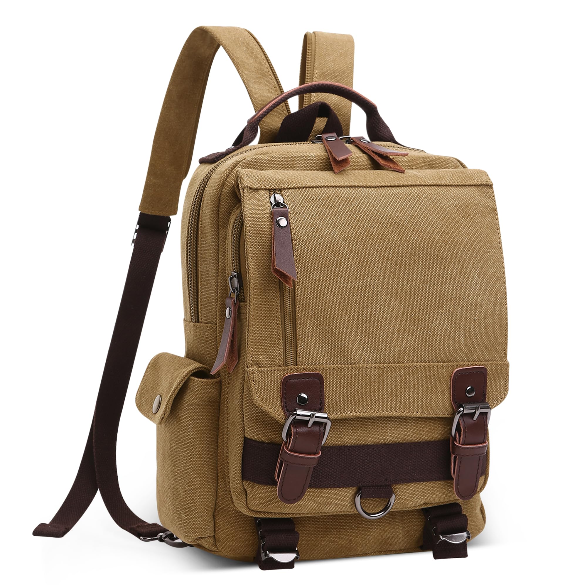 Mochila hombre convertible de lona casual para trabajo escuela y viajes de senderismo 7