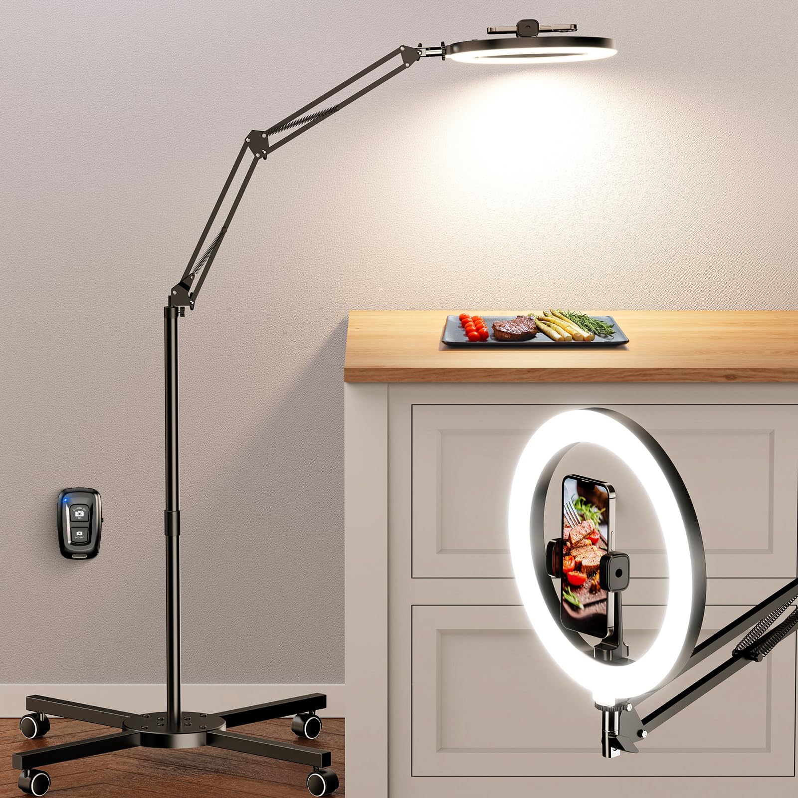 LUXSURE 10" Ringlicht mit Stativ, Flexibles Handy Stativ Ringlicht – ideal für die Erstellung von Inhalten, Videokonferenzen, Fotografie, Beauty, Live-Streaming und YouTube Usw.