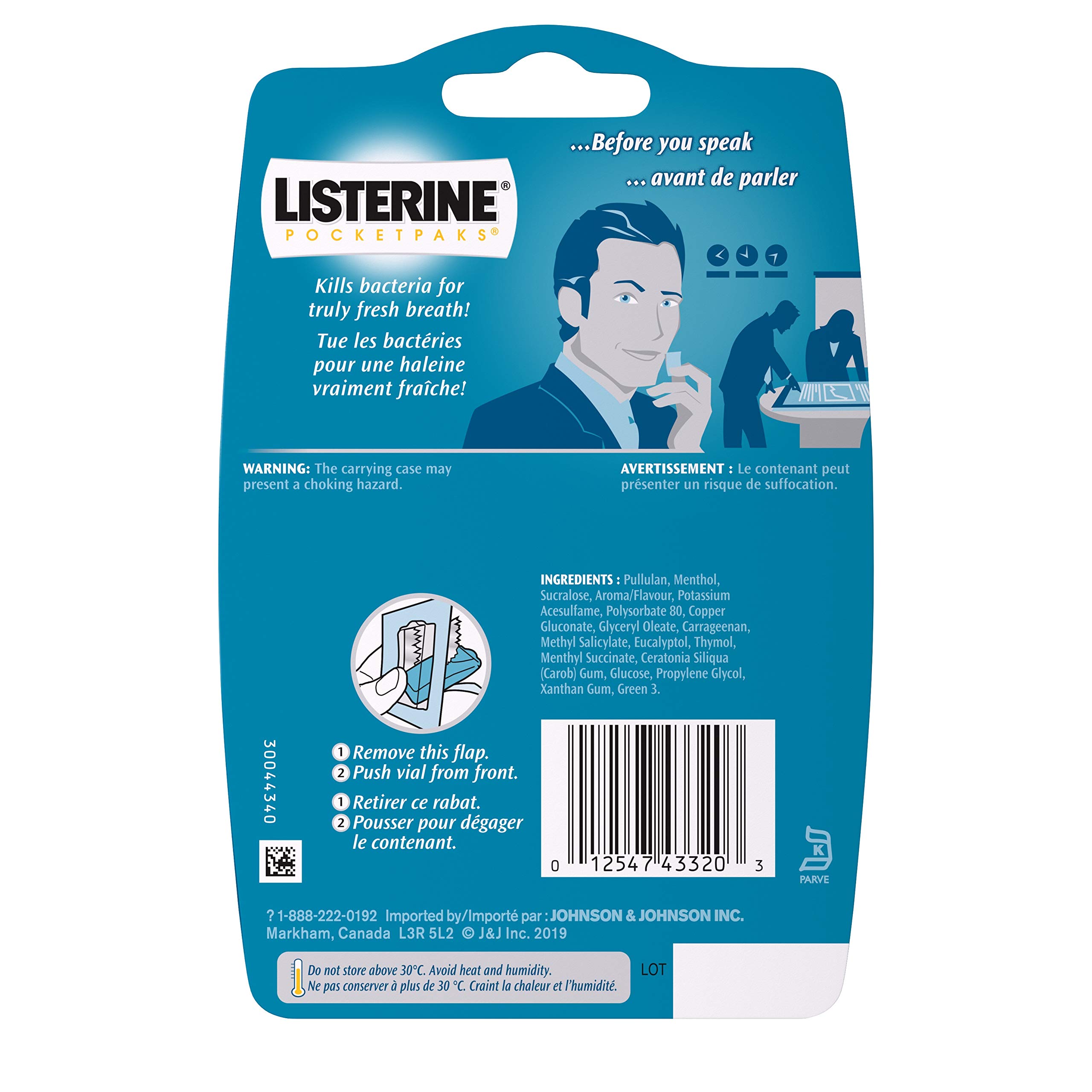 Listerine PocketPaks Breath Strips, Cool Mint, 72 Count (Pack of 2)