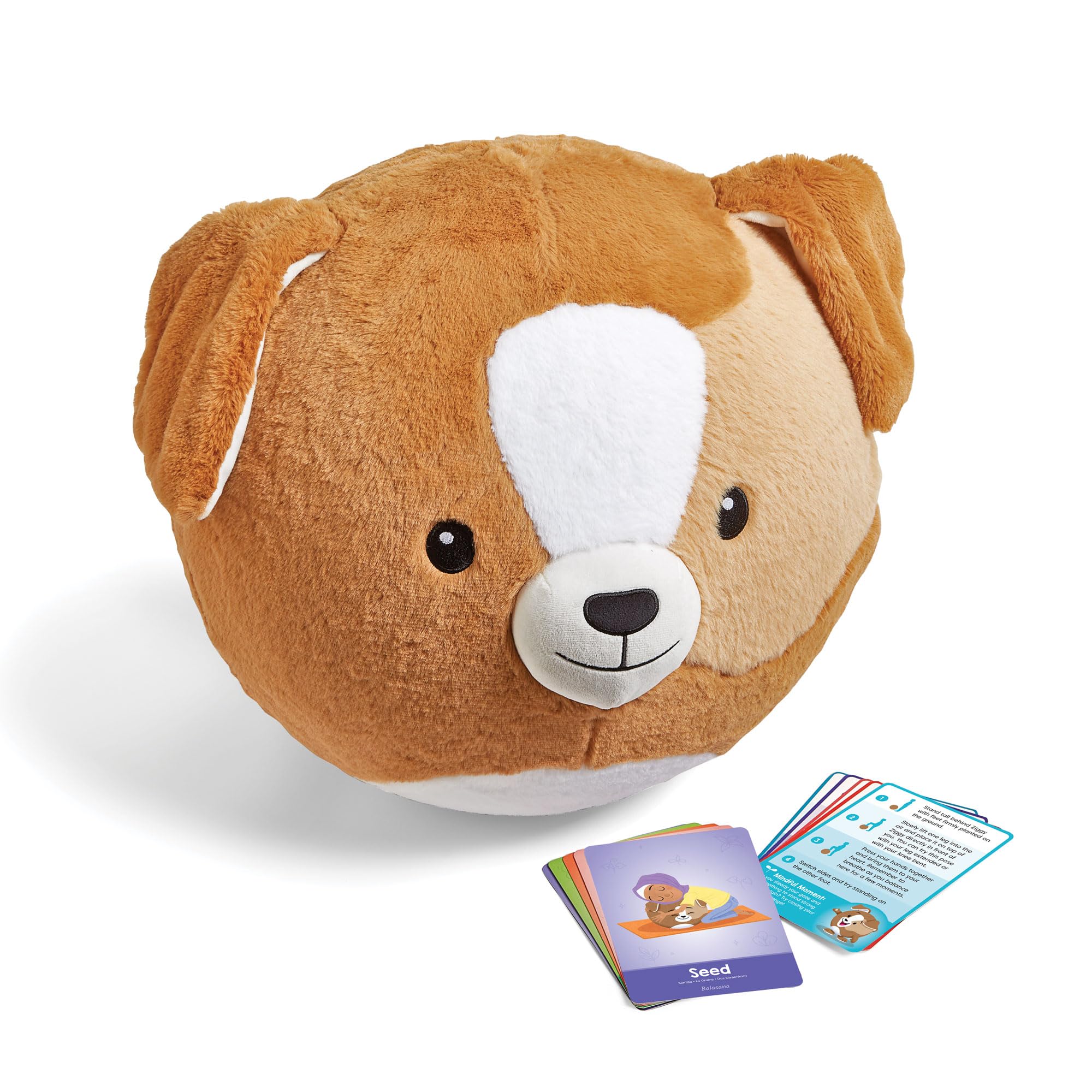 Learning Resources Yoga Ball Buddy con BubblePlush Perro, Pelota de Yoga para Niños Desde 3 Años, Juego de Yoga para Equilibrio y Movimiento, con 12 Tarjetas de Yoga y Bomba Incluida