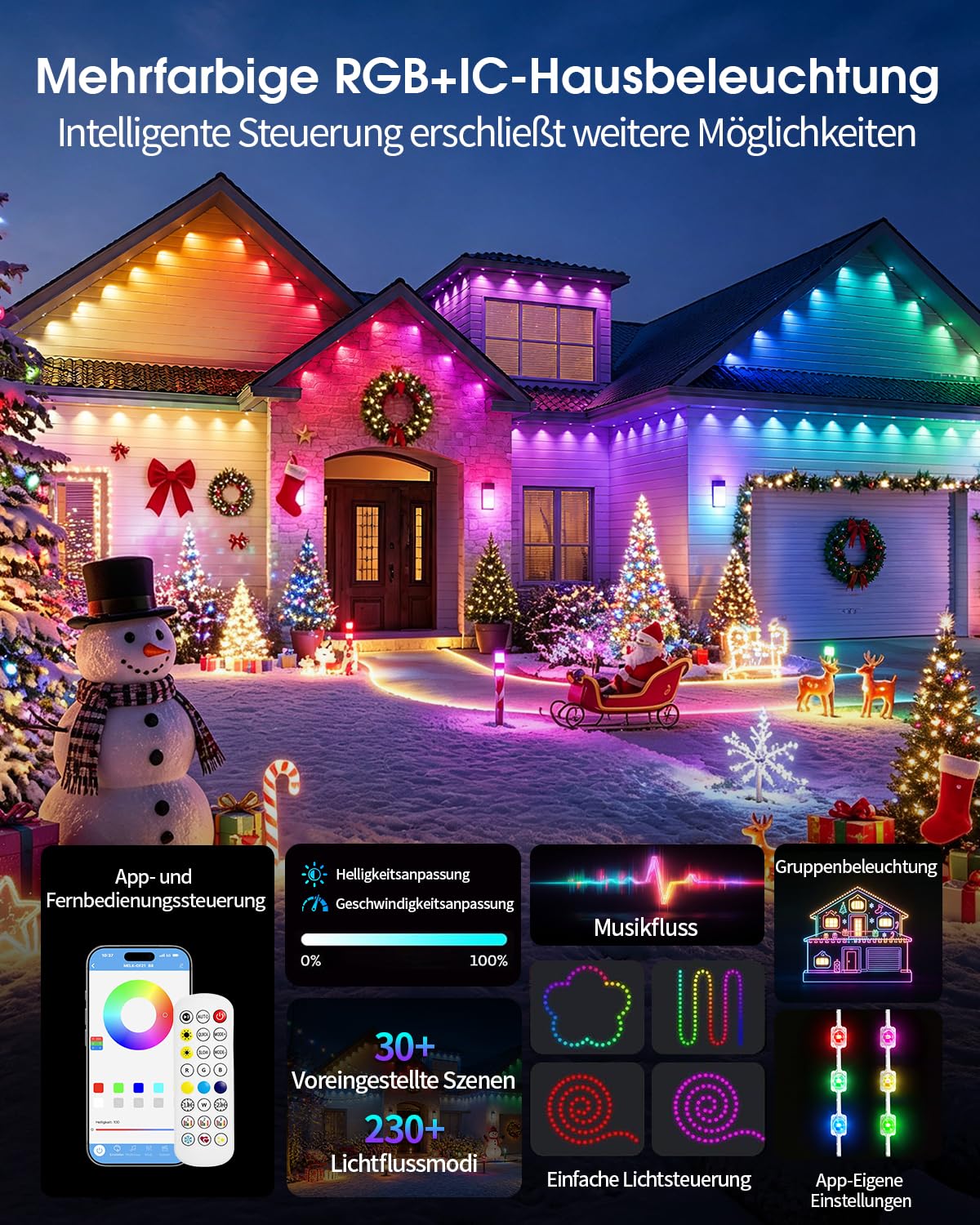 yAyusi Permanente Außenbeleuchtung für Häuser, 30M RGB+IC Halloween-Lichter