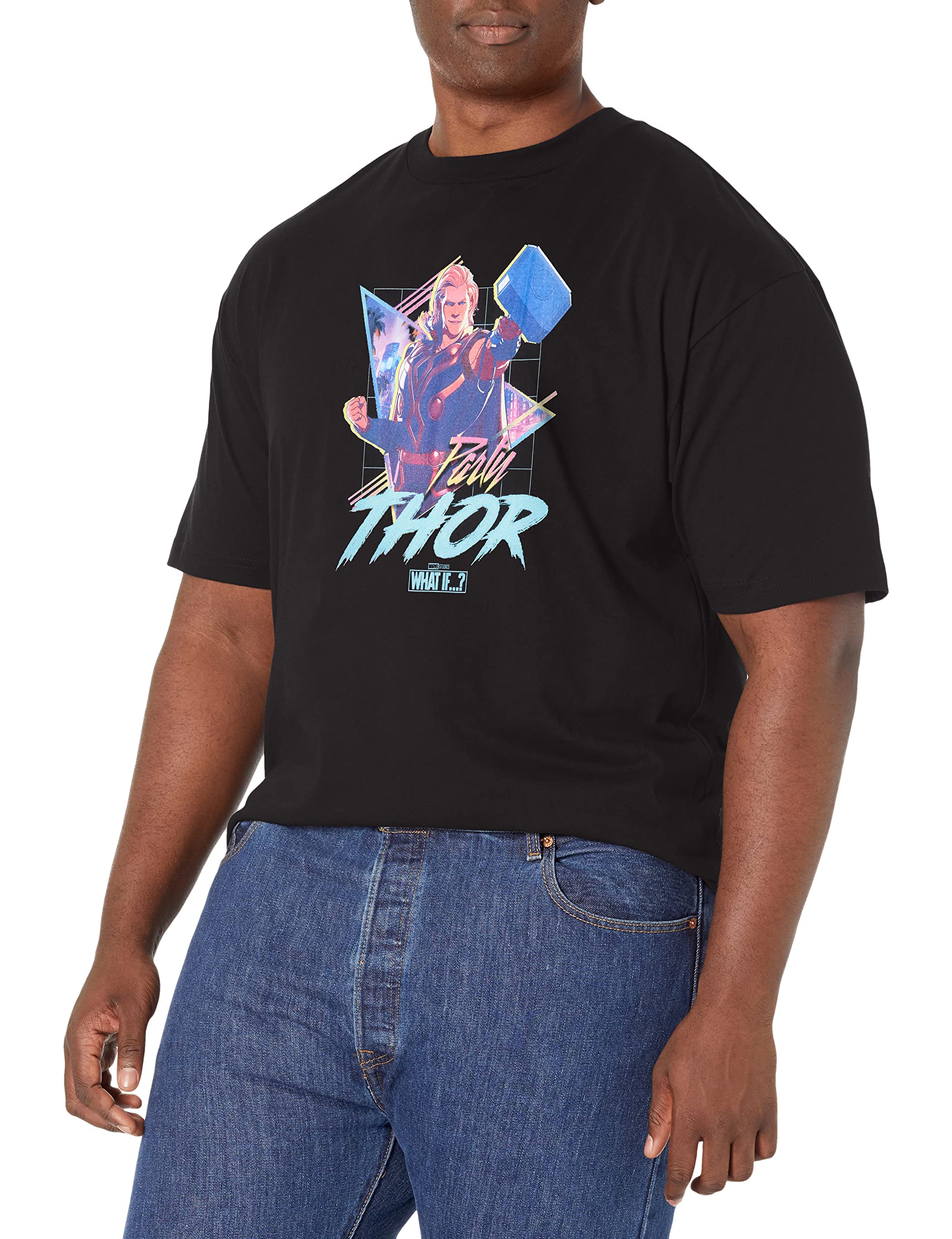 MarvelBig & Tall Vaporwave Partythor Men's Tops Short Sleeve Tee Shirt