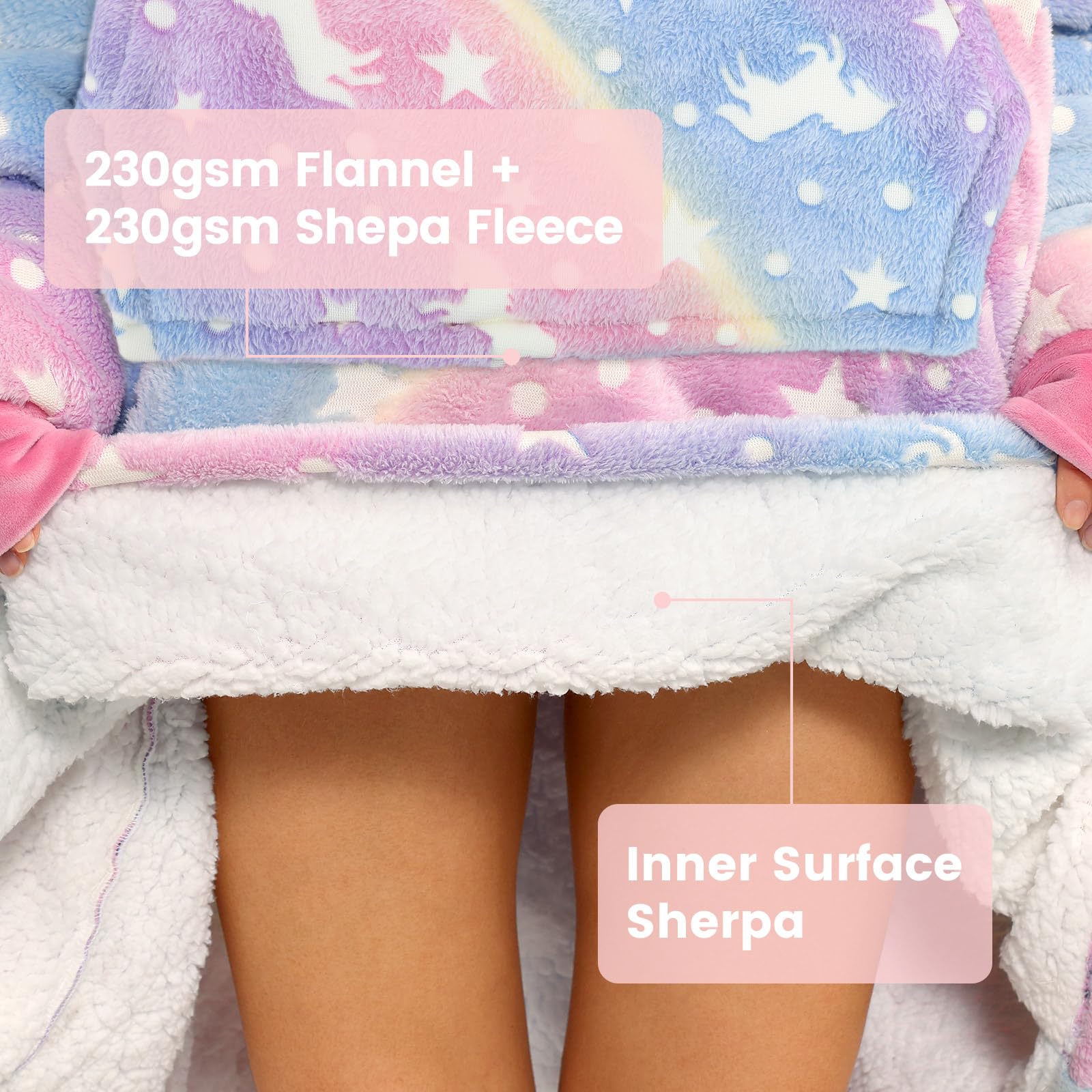 Plaide Pull Geant, Blanket Hoodie, Couverture​à Capuche Surdimensionnée, Flanelle Sweat​à Capuche, Ultra Douce En Polaire Sherpa Chaude Pour Adultes, Femmes, Hommes, Adolescents, Taille Unique(rose