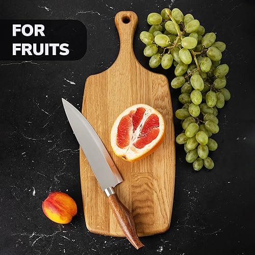 Miniatura 6 de Tabla de cortar - Tabla de cortar grande de 17 x 7 pulgadas con mango - Tabla de cortar delgada de 0.787 in - Tabla de cortar de roble de grano de