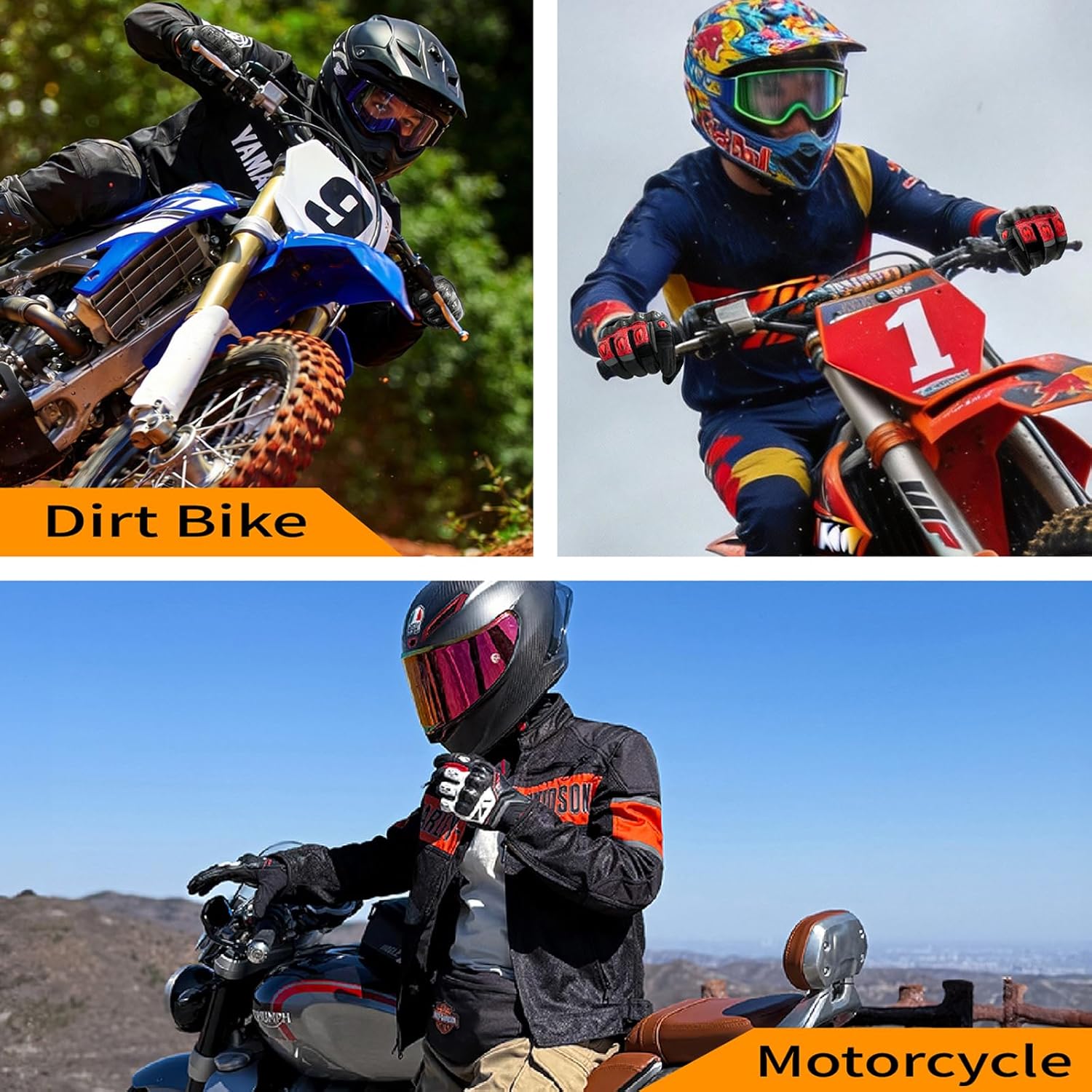 VXW Motorcycle Gloves for Men Women - with Palm Sliders&Knuckle Guards, Touchscreen Design, Faux Leather for Motorcross, Dirt Bike, MTB and Daily Riding