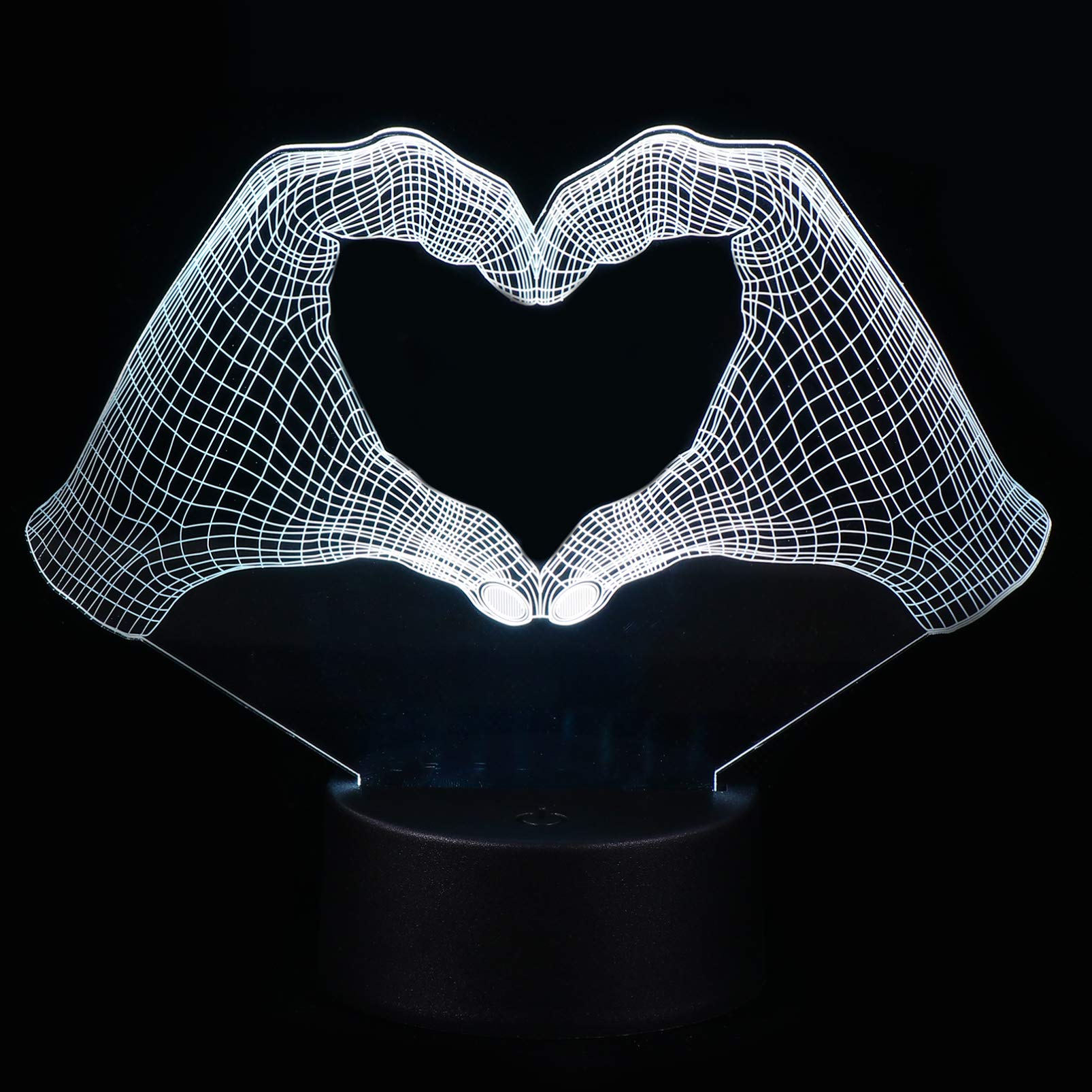 althiqahkey 3D Visual Night Light Finger LED Neon Sign LED Acrylic Panel 7/16 Colors Change Table Lamp Heart Shaped Gesture Light for Home Bedroom Nursery Room Decoration
