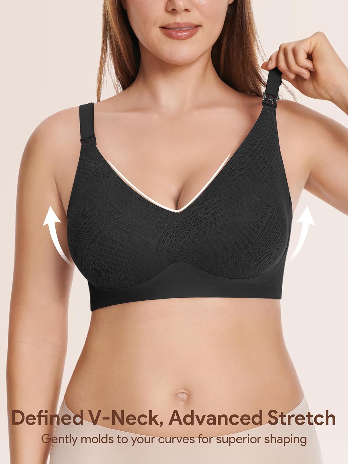 Angelhood Nursing Bras for Breastfeeding, Seamless Wireless Comfort Push up Lace Nursing Maternity Bralette for Pregnancy - Image 4