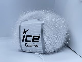 Sparkle Soft White - Ice Yarns Metallic Lurex Nylon Eyelash Yarn 50gr 153yds