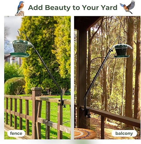 Miniatura 10 de Kingsyard Gancho de cubierta resistente, 39 pulgadas, ganchos de barandilla de metal ajustables para colgar comederos de pájaros, macetas, cestas de