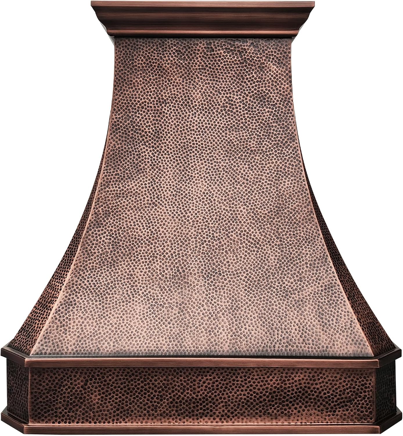 CT Copper Tailor Wall Mount Copper Range Hood 42 Inch Heavy Hammered Medium Patina 1150 CFM VH3HM