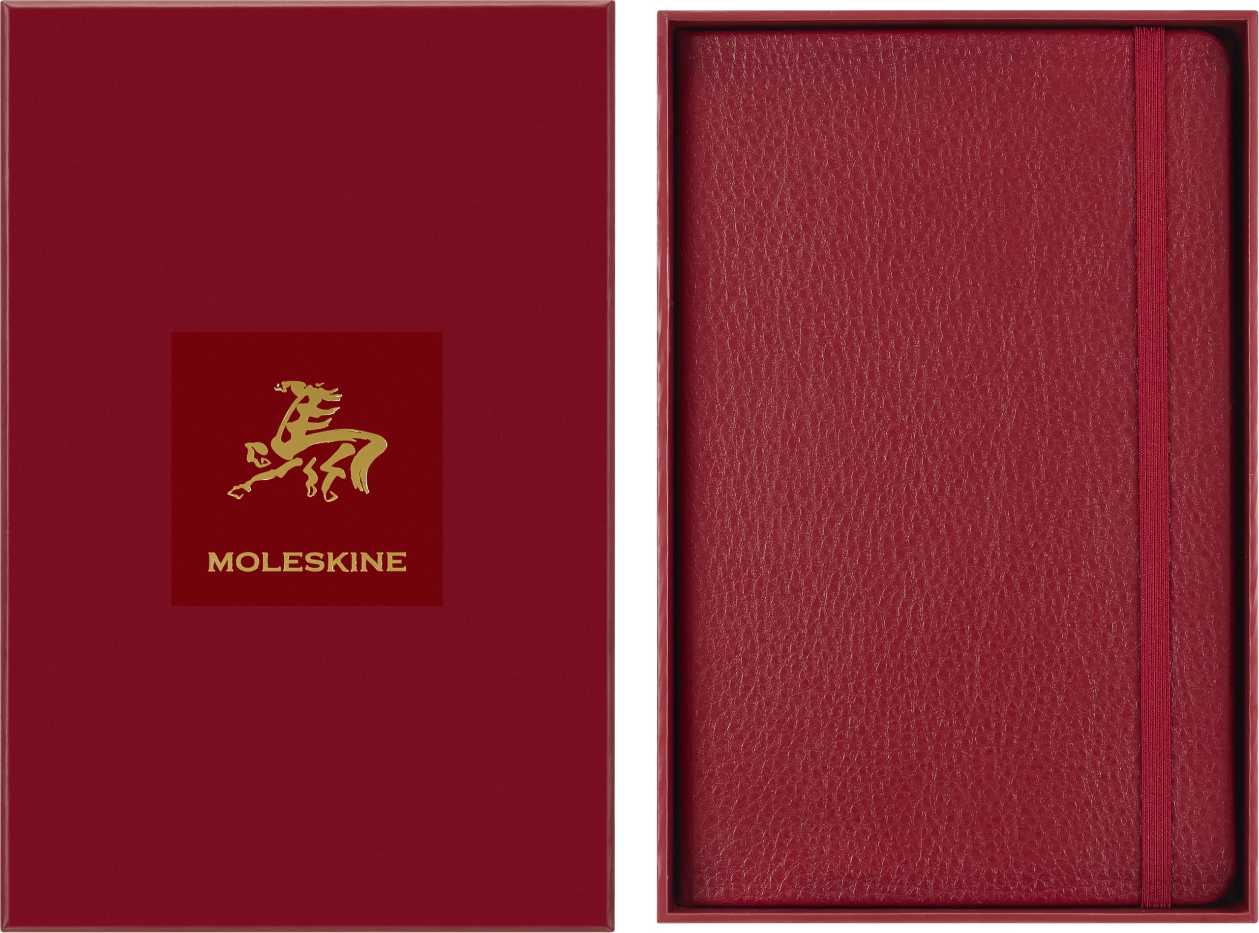 Moleskine Limited Edition Year of the Horse 2026 Precious & Ethical Vegea Notebook in Gift box, Soft Cover, Large (5" x 8.25") Ruled/Lined, Autumn Red