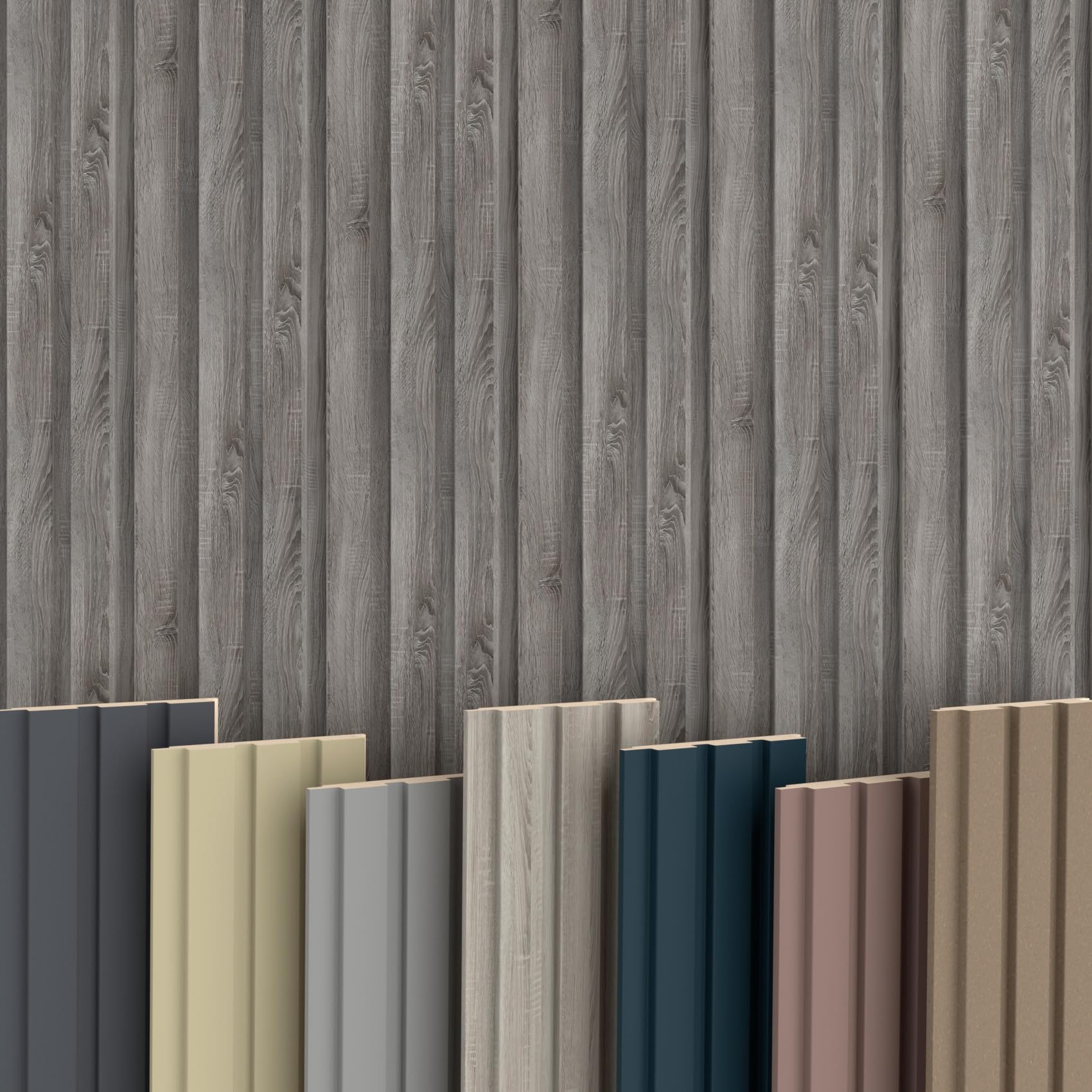 BEATS Lamellen 2,75m HEXIM - MDF Holz Lamellenwand Wandpaneele Lamellenverkleidung Wandverkleidung Lamellenpaneele Holzpaneele Natur (8 Paneele & Zubehör, Beats Standard Vintage Oak)