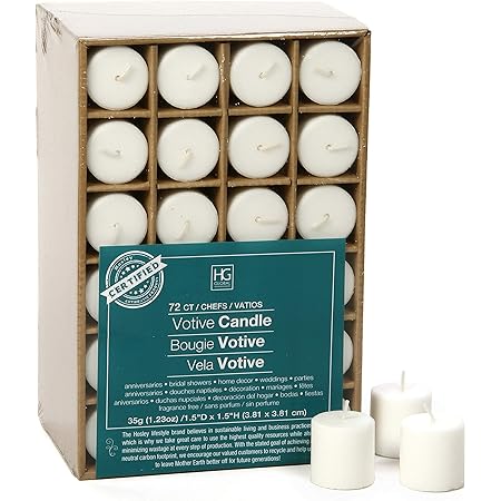 Hosley’s Set of 72 White Unscented Votive Candles