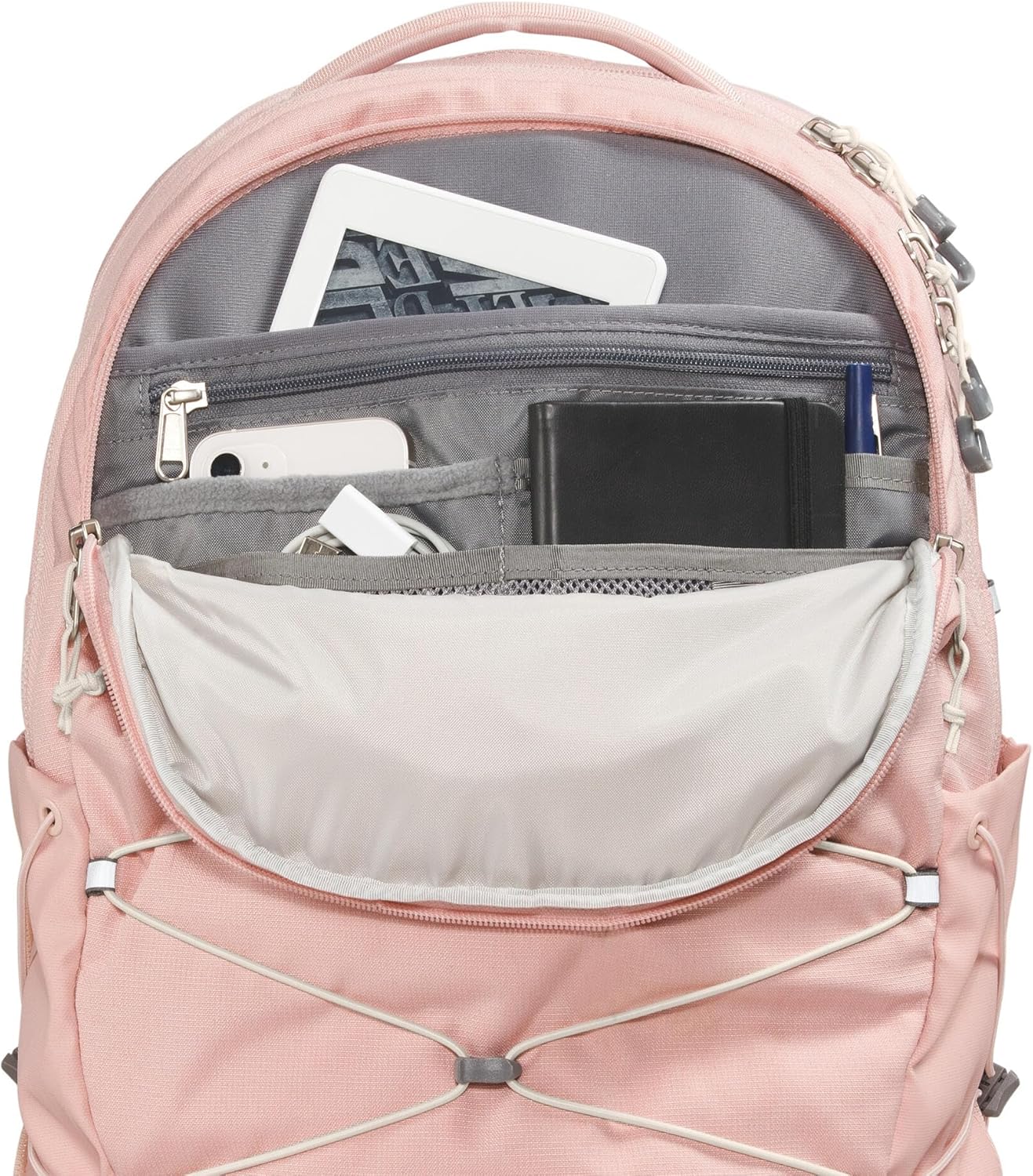 The North Face Women's Borealis Commuter Laptop Backpack - Everyday Travel Bag, 16" Laptop Sleeve, Reflective Details, Pink Moss Dark Heather/Gardenia White-NPF, One Size - Image 6