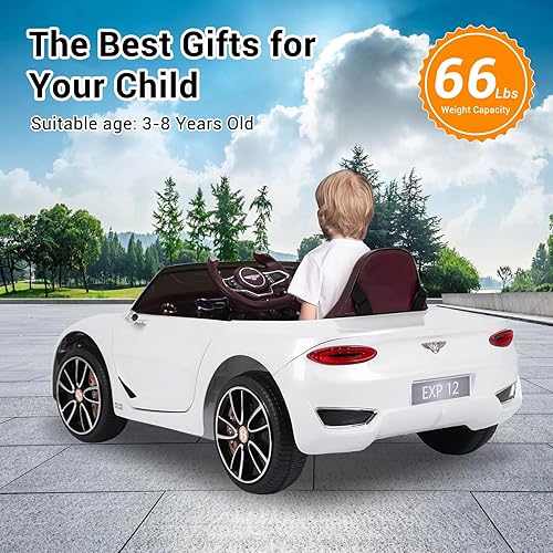Miniatura 4 de Vehículos eléctricos Bentley con licencia de 12 V con control remoto para padres, faros, MP3, puerto USB, bocina y puertas dobles, para niños y niñas