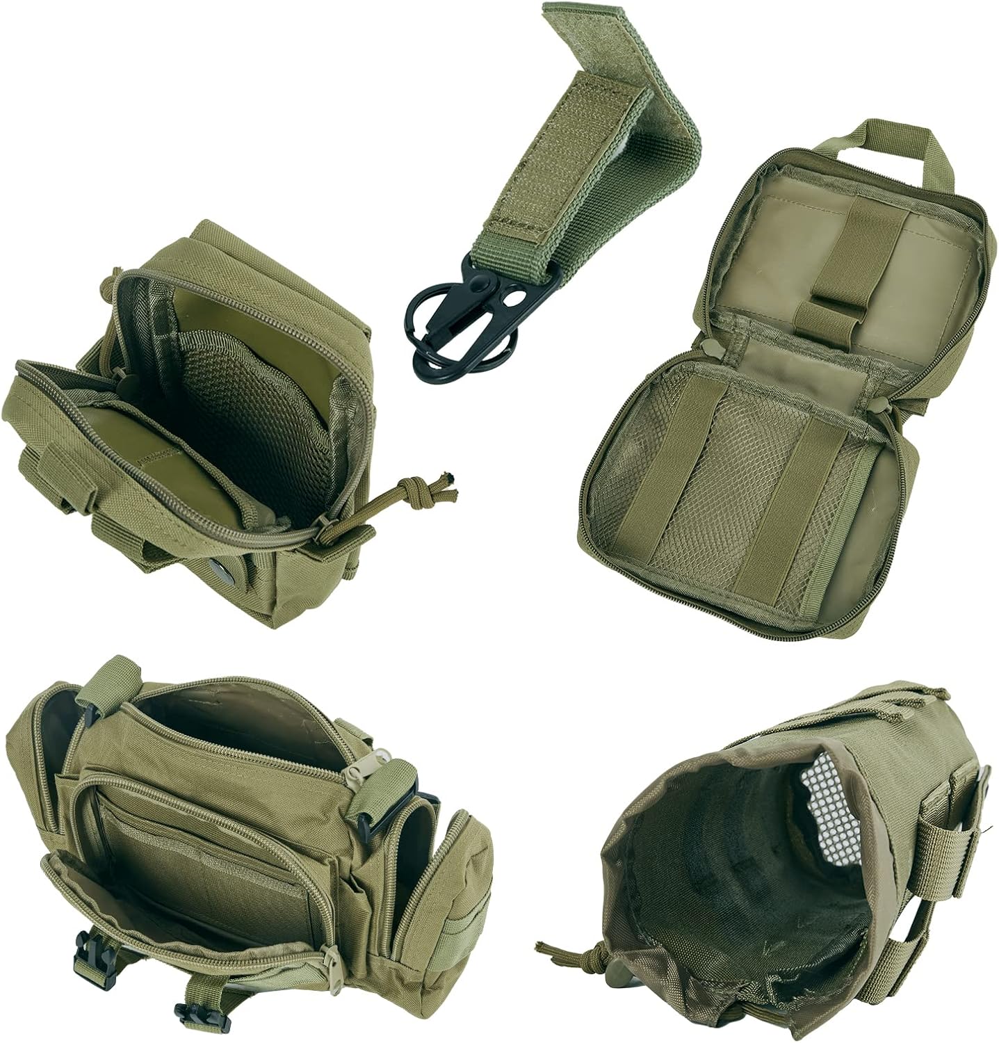 Universal Tactical Car Seat Back Organizer Bag - Molle Vehicle Organizers Panel with 4 Detachable Pouches (Military Green)