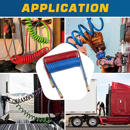 Miniatura 13 de Kit de montaje y accesorios de mangueras de freno de aire en espiral de 15 pies de 40 pulgadas y 12 pulgadas, cables de freno de aire en espiral