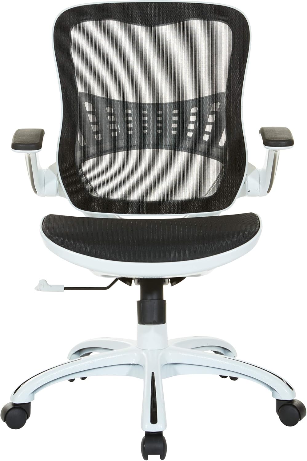 OSP Home Furnishings Riley Ventilated Manager's Office Desk Chair with Breathable Mesh Seat and Back, White Base with Black