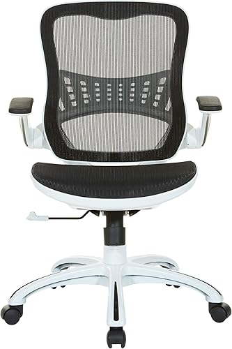 Miniatura 3 de OSP Home Furnishings Riley - Silla de escritorio de oficina ventilada para gerente con asiento y respaldo de malla transpirable, base blanca con