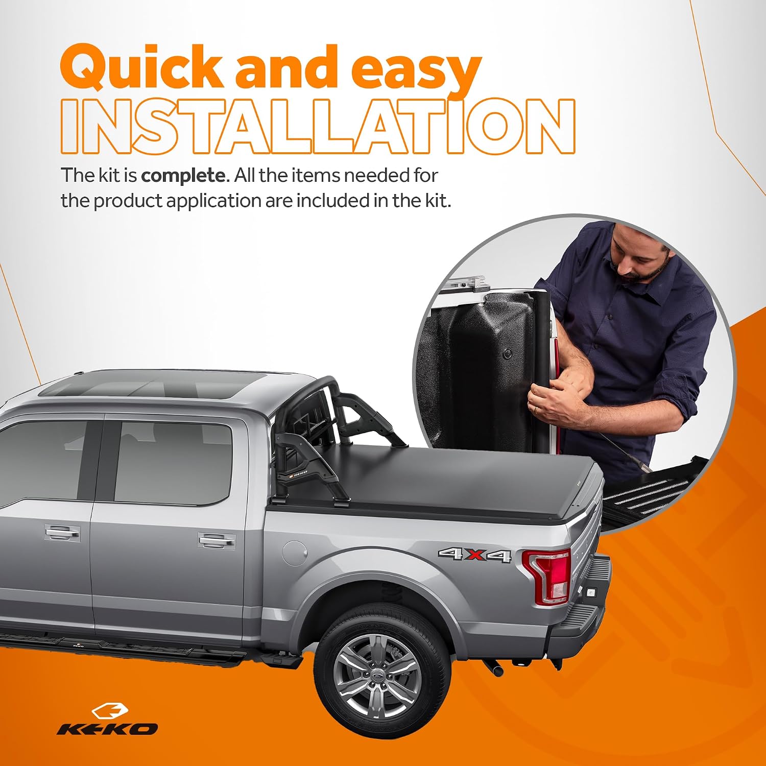 Keko - Tailgate Sealing Kit for Tonneau Cover - Exclusive Custom Fit for F-150 2016 - Superior Water & Dust Protection - Easy Installation
