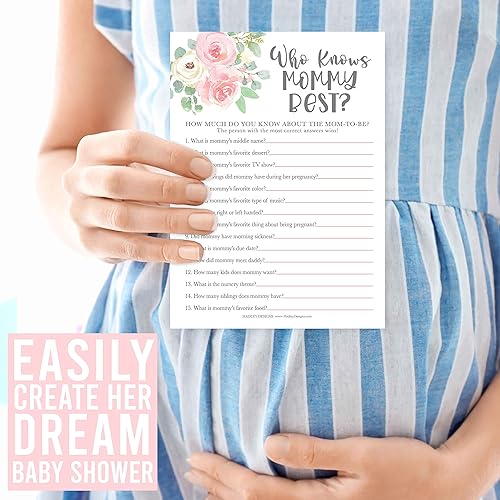 Miniatura 8 de Hadley Designs Divertidos juegos de baby shower para niñas: 25 tarjetas de doble cara para 25 invitados, 2 juegos, tarjetas de predicción para