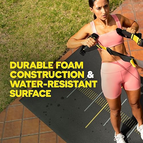 Miniatura 5 de TRX Alfombrilla de entrenamiento de suspensión - Alfombrilla antideslizante para gimnasio, negro, 72" x 24"