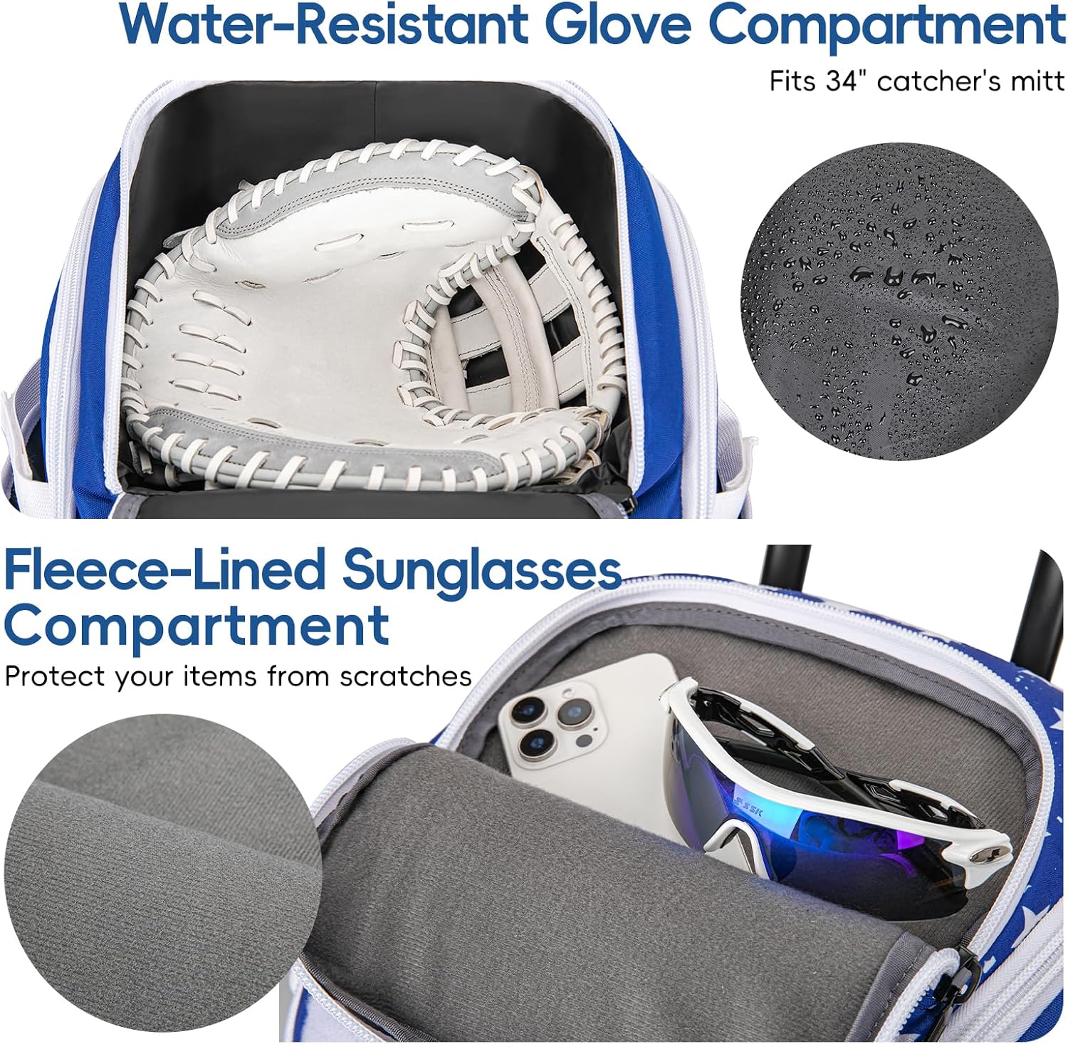 Catchers Gear Bag with Wheels, 90L Rolling Baseball/Softball Bag Holds 2 Sets of Gear with Glove Compartment, Helmet Holder & Shoe Compartment - Image 2