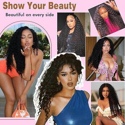 Miniatura 5 de Beafay 3 paquetes (20 22 24) cabello humano brasileño ondulado profundo, paquetes de cabello humano virgen 100% sin procesar para mujeres negras,