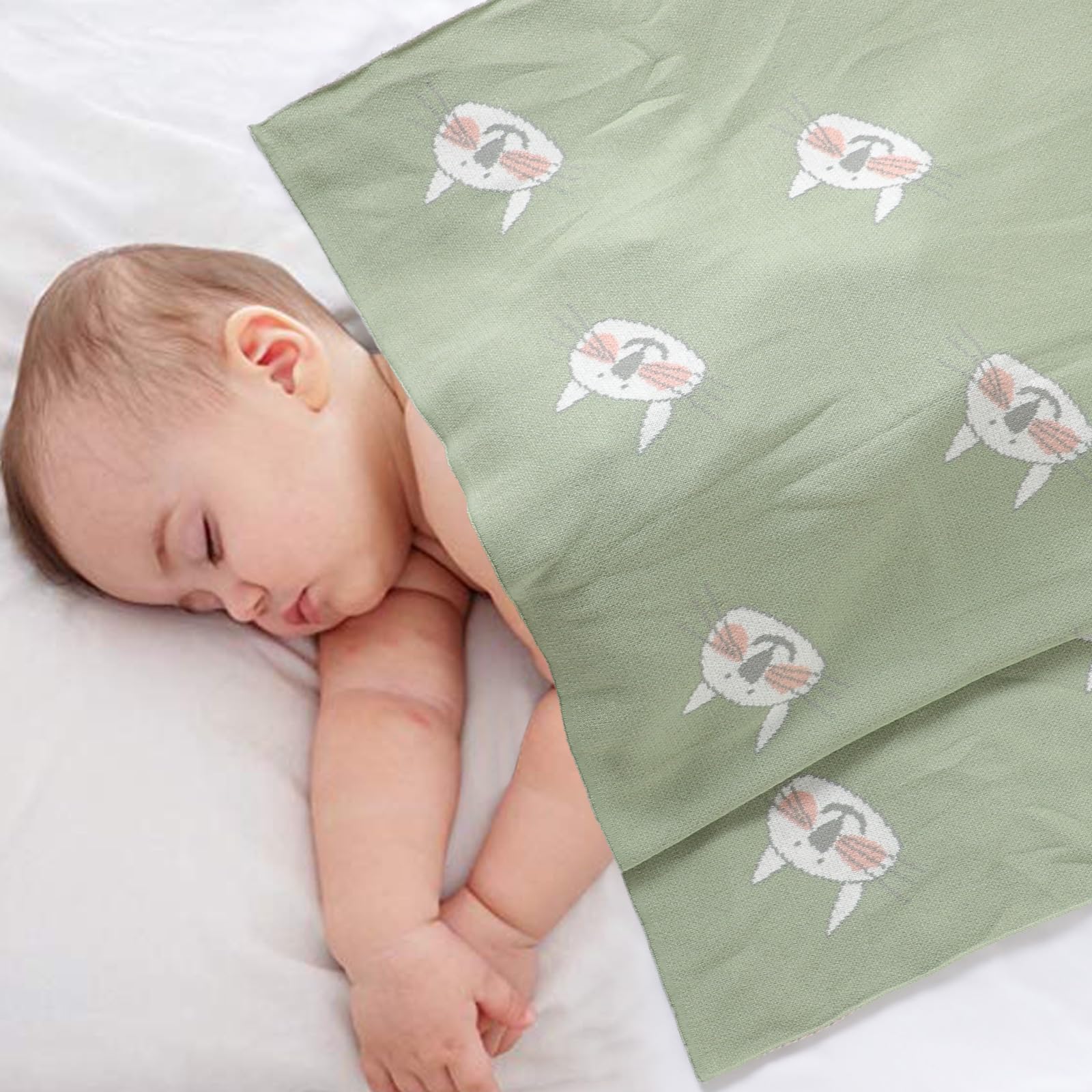 Hadetoto Baby Blanket for Newborn Soft Cozy Knitted Cotton Blankets Baby Essentials Gifts for Newborn Girl Boy 100 x 80cm - Image 2