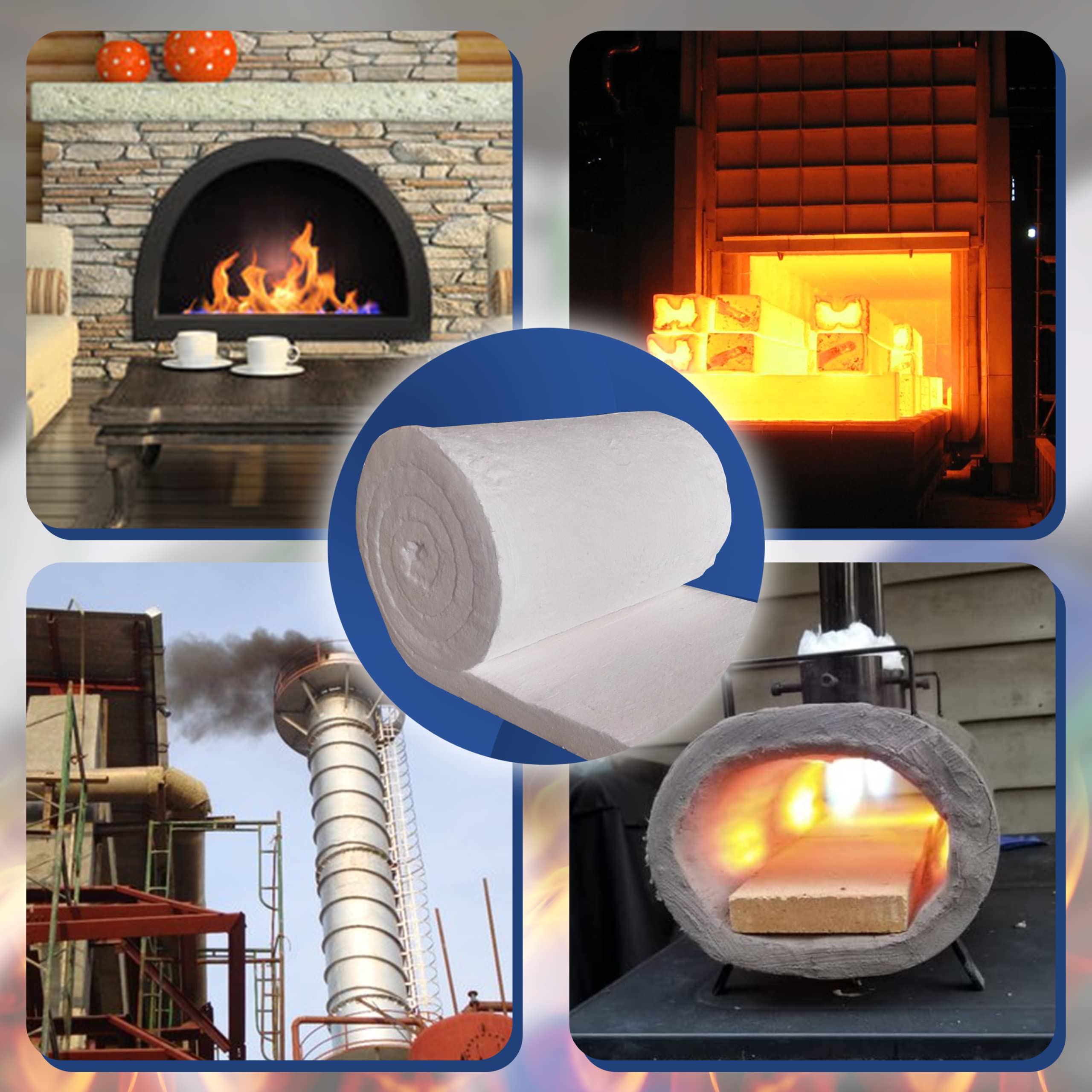 Manta aislante de fibra de cerámica – 8# 2400F – 2 x 24 x 150 pulgadas – Deflectores de aislamiento de alta temperatura para estufa de leña, horno de pizza, horno de pizza, horno de chimenea,