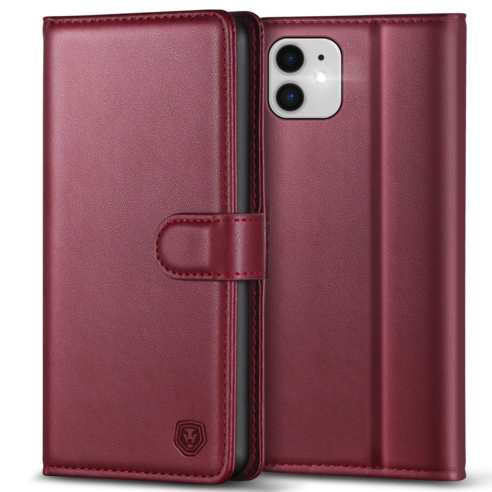 Kuafcase Compatible for iPhone 11 Case with 4 Card Slots Magnetic Closure Kickstand Shockproof Protective Phone Case Compatible for iPhone 11