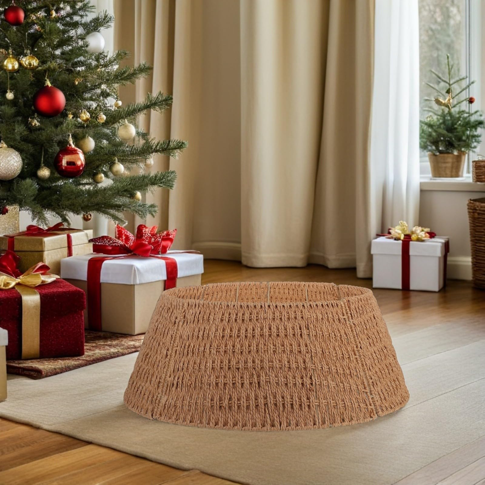 TOYANDONA Collare per Albero di Natale Intrecciato Smontabile in Ferro