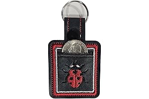 Aldi Quarter Holder: Embroidered Ladybug Keychain for Convenient Shopping