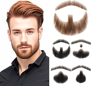 Fake Beard Fake Goatee Realistic 100% Human Hair Brown Beard Halloween Dressing Men Makeup Entertainment Drama Party Movie