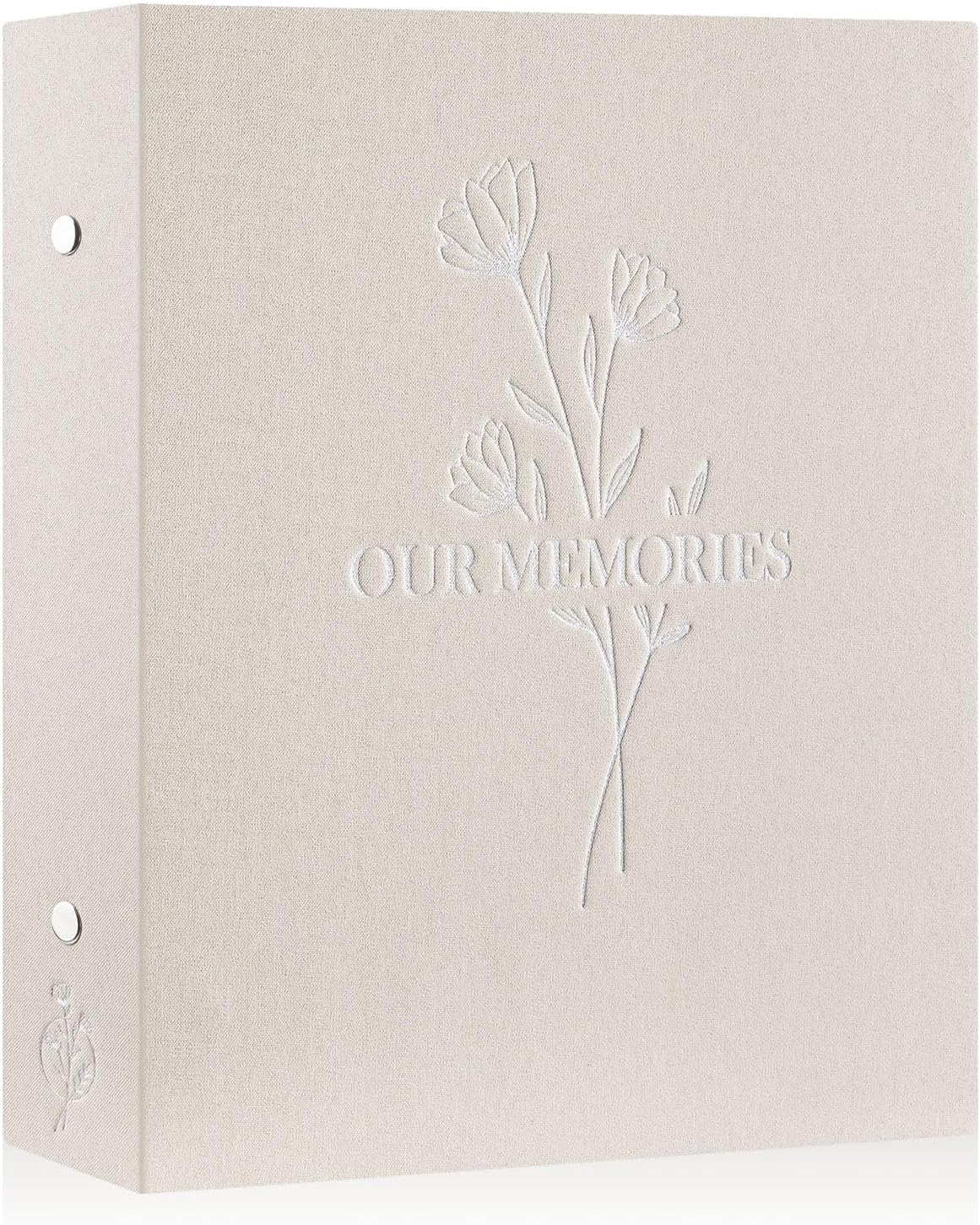 Lanpn Photo Album 6x4 Slip in, OUR MEMORIES Linen 400 Pockets Photo Albums Holds Portrait Only 10x15cm Picture Beige