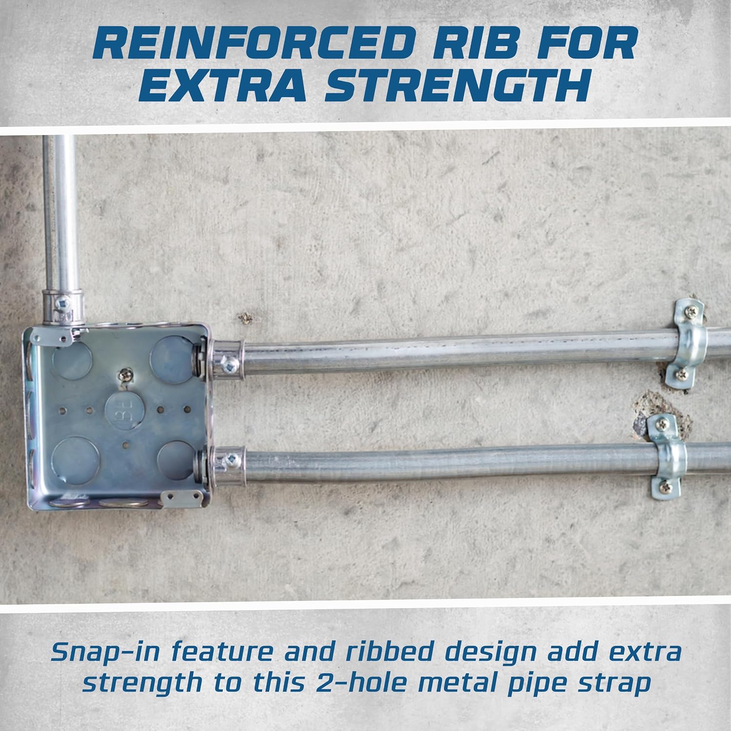 OHLECTRIC Heavy Duty Pipe Strap (20 Pack - 1½ Inch) Zinc Plated Conduit Clamps, 2 Hole Steel Rigid Pipe Strap U Bracket, Zinc Coated Tension Tube Clip, Metal Pipe Clamp for Rigid Conduits