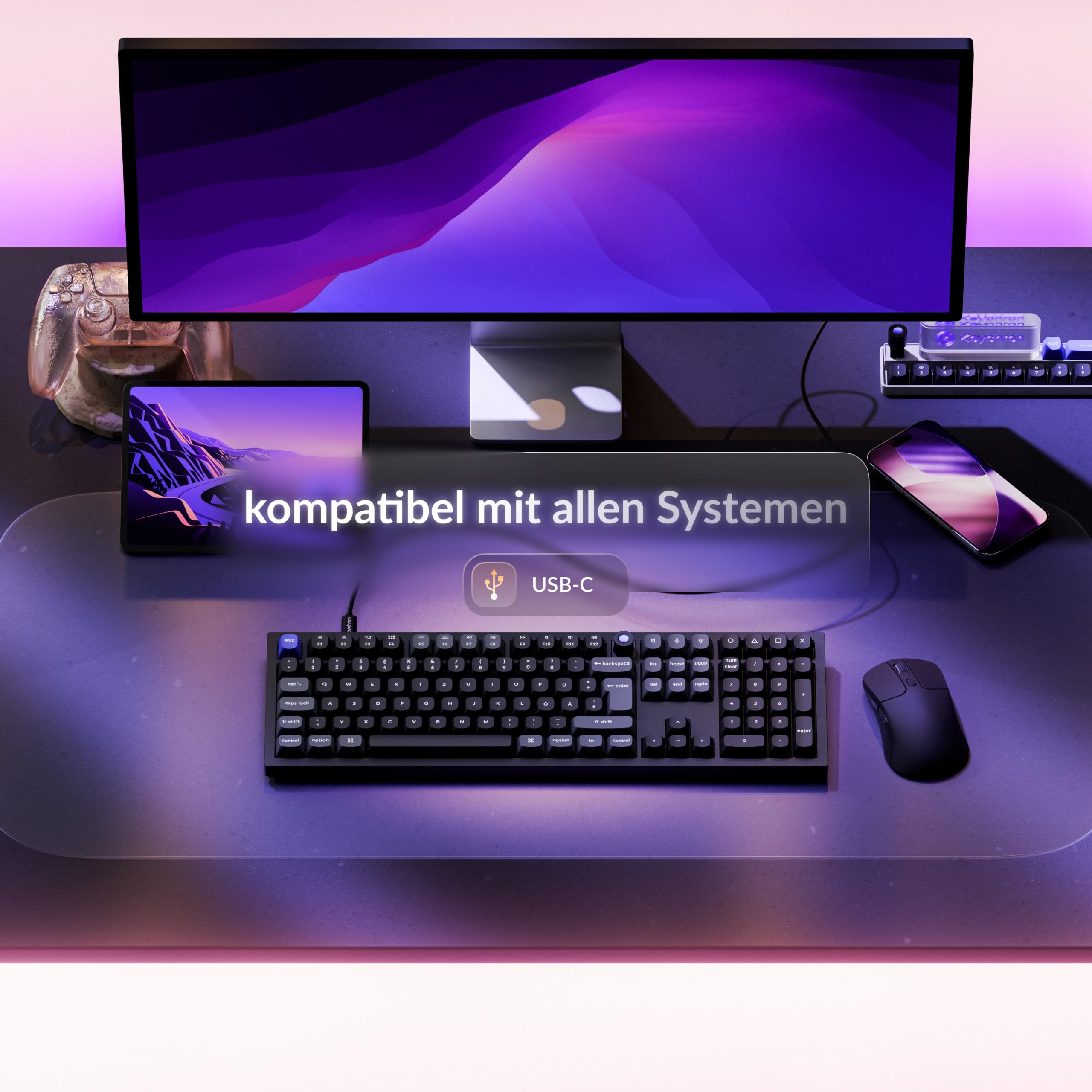 Keychron Q6 HE 8K Kabelgebundene mechanische Gaming-Tastatur, 100% ISO-DE-Layout, Vollmetallgehäuse, 8000 Hz Abtastrate, Ultra-Fast Lime Magnetschalter, kompatibel mit Mac, Windows, Linux