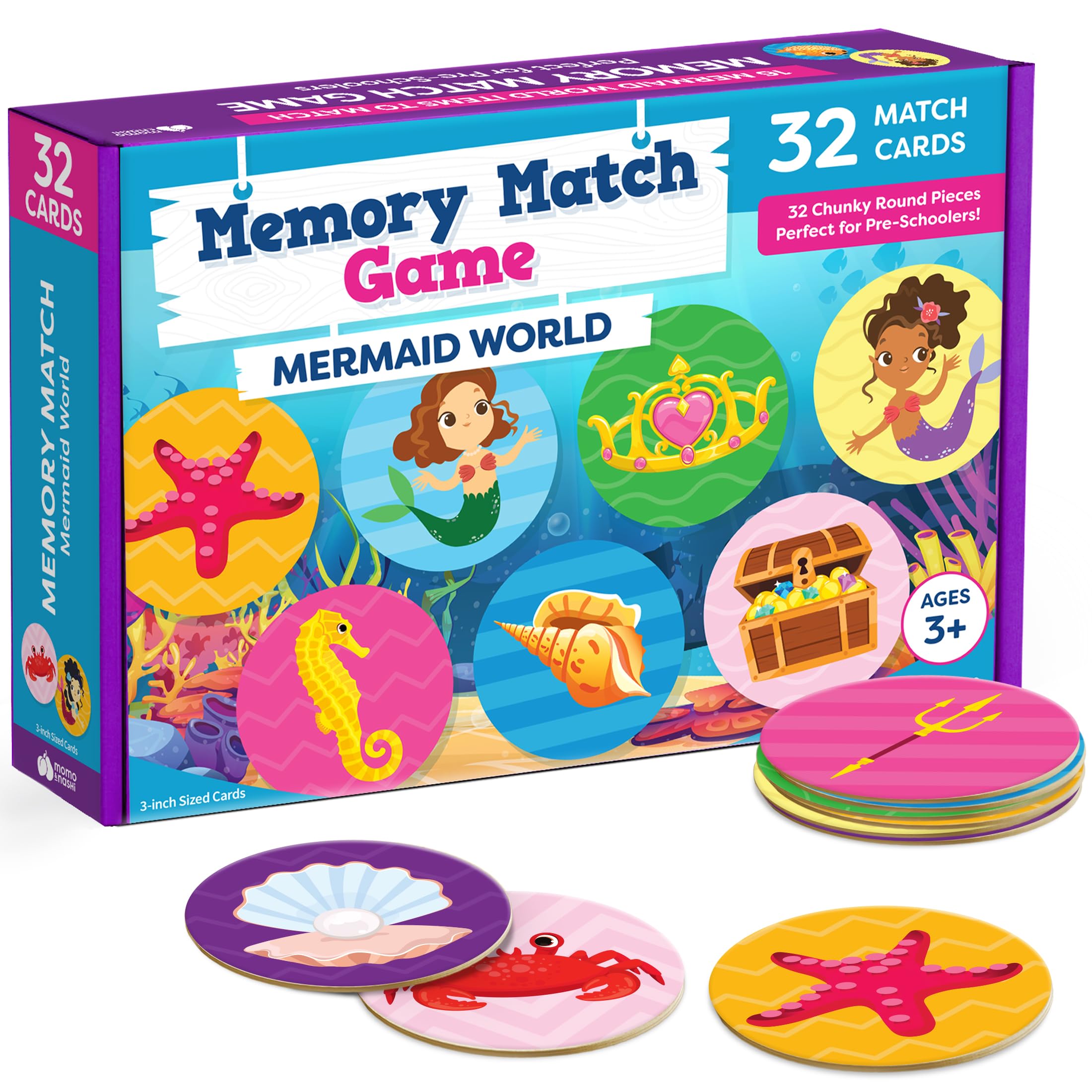Mermaid Toys for Girls 4-6 Matching Game - Memory Game for Kids - Girls Toys 4-5 - Mermaid Gifts - 4 Year Old Girl Birthday Gifts - Kids Games Preschool Educational Toys