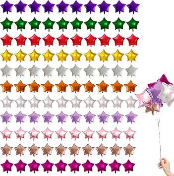 110 Pcs Star Shaped Foil Balloons 18 Inch Foil Helium Balloons Star Balloon for Party, Birthday, Wedding Decoration, New Year Eve Party 11 Colors