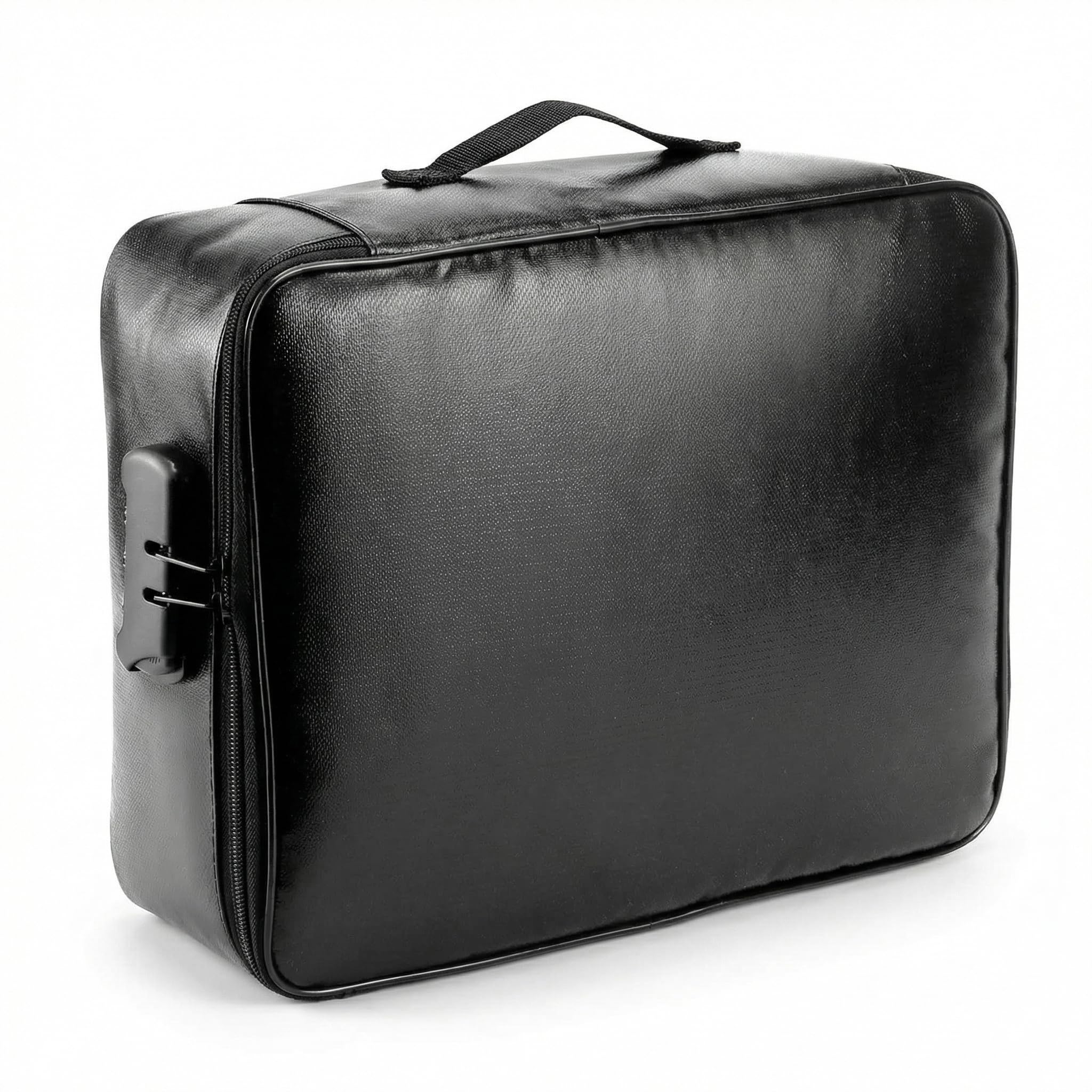 QWORK® Borsa portadocumenti ignifuga, organizer per documenti importanti, scatola portadocumenti con serratura, impermeabile, per documenti di valore, nera