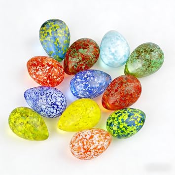 1.3 Inch Crystal Easter Eggs Decorations - Handmade Miniature Collectible Figurines for Easter Crafts, Home Decor, Party Favors Set of 12 - Gift for Holiday Decorative Accents