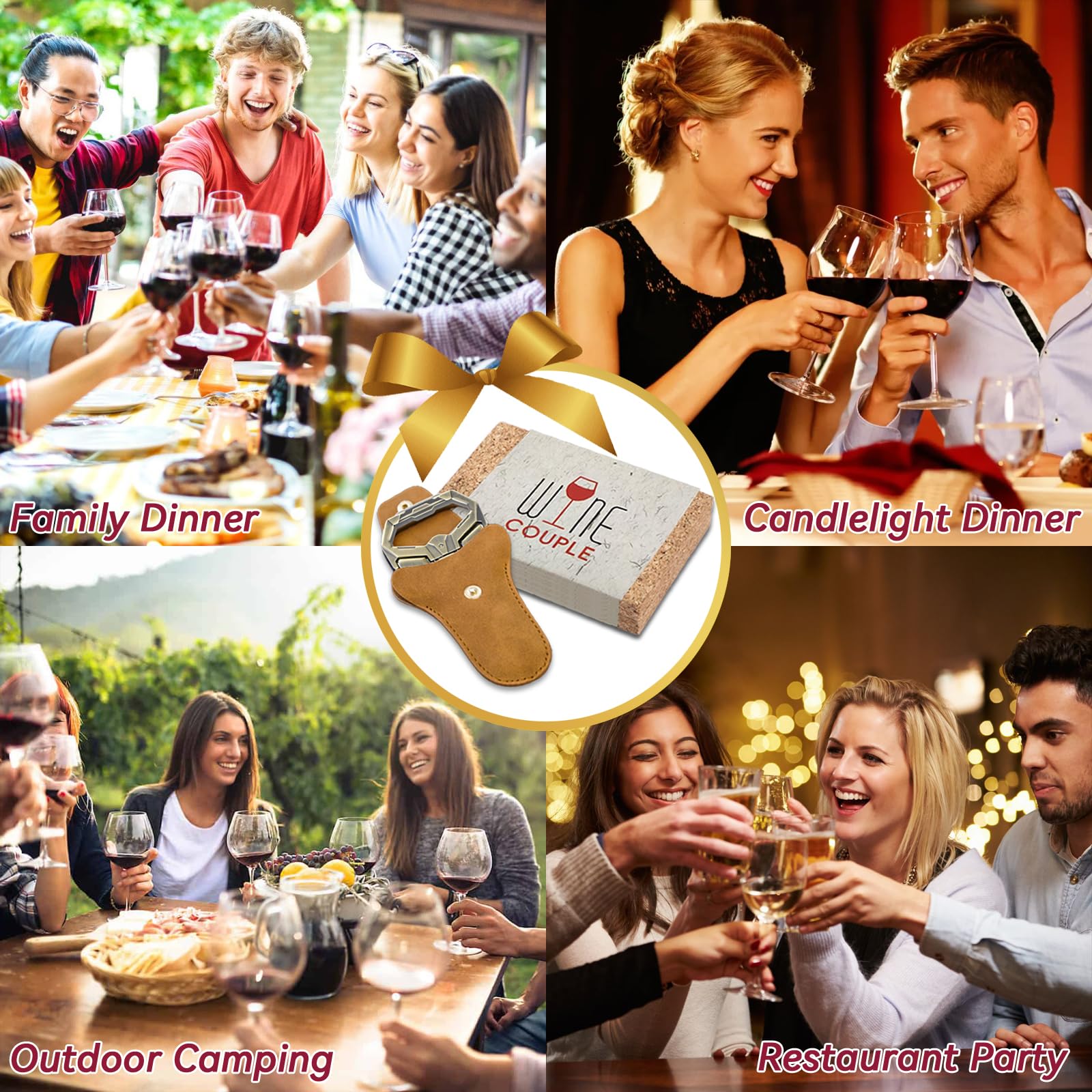 Ah So Weinöffner für Vintage Flaschen, Alter Wein Korkenzieher mit Tragbarer Lederhülle, Weinflaschenöffner für Weinkenner & Sammler zum Entkorken, Geschenk für Weinliebhaber (Bronze3)