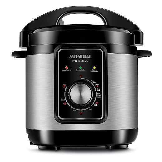 Panela de Pressão Elétrica Mondial, Pratic Cook 3L, 220V, Preto, 700W - PE-47-3L-I