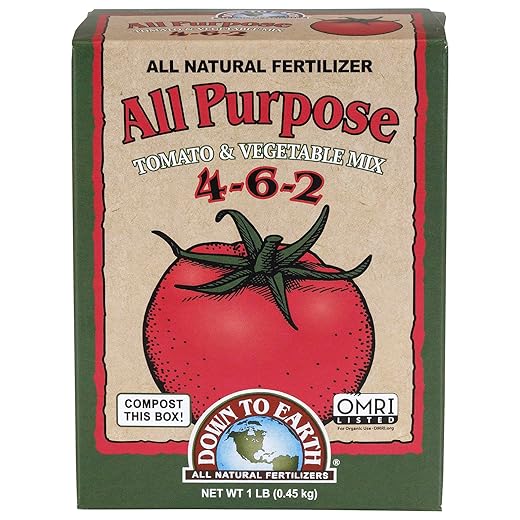 Down To Earth All Natural Fertilizers Organic All Purpose Tomato & Vegetable Mix - Plant Food for Tomatoes, Peppers, Herbs and Flowers 4-6-2, 1 lb