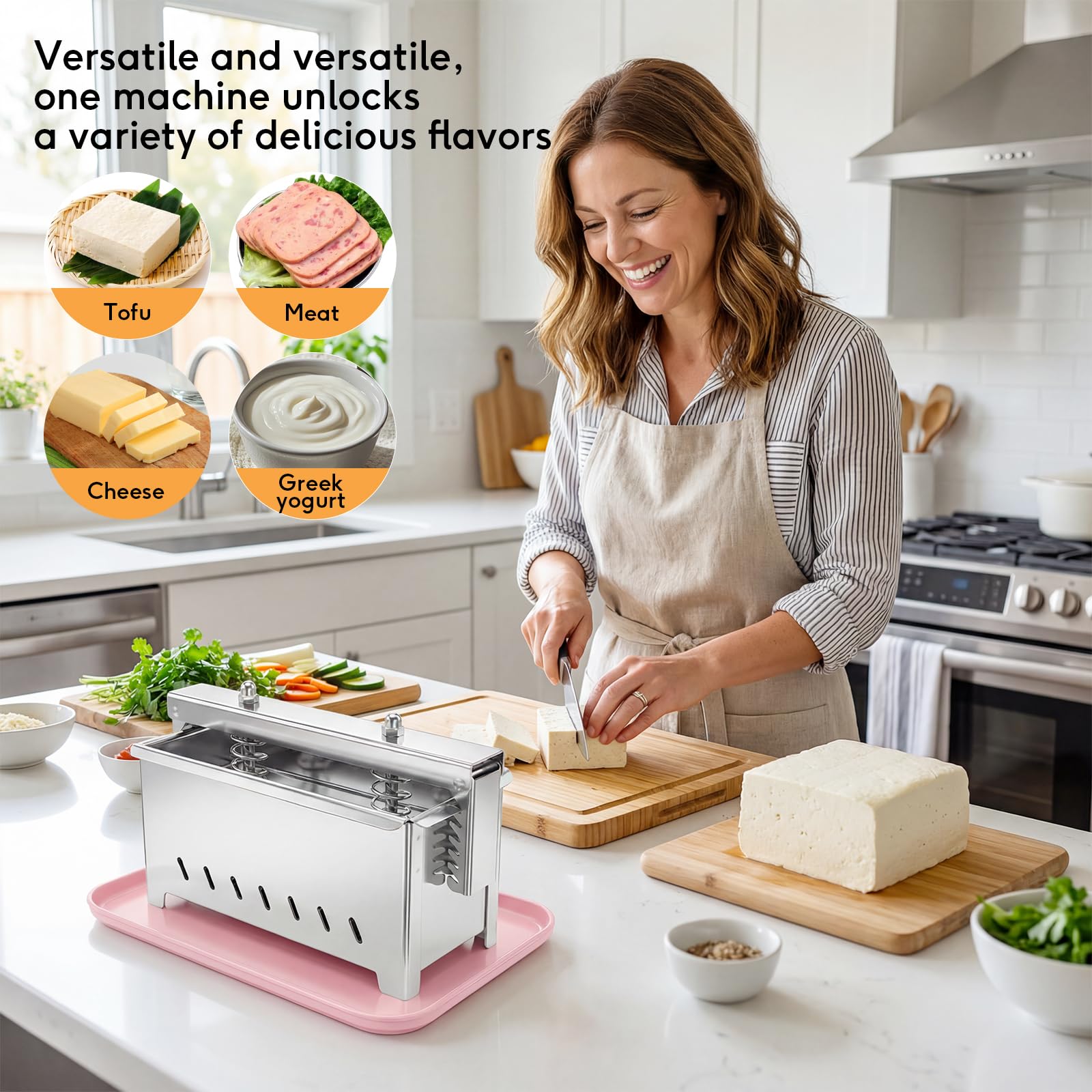 Pressa per Tofu pressa Tofu Tofupressa per Formaggi in Acciaio Inox per la Preparazione di Tofu, Formaggio Indiano può contenere fino a 2kg Lavabile in lavastoviglie dimensioni del prodotto 31x22x14cm