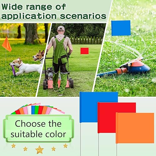 Miniatura 5 de Amylove 540 banderas de marcado de 15 x 4 x 5 pulgadas, banderas marcadoras para césped, banderas de césped, banderas de encuesta para riego de