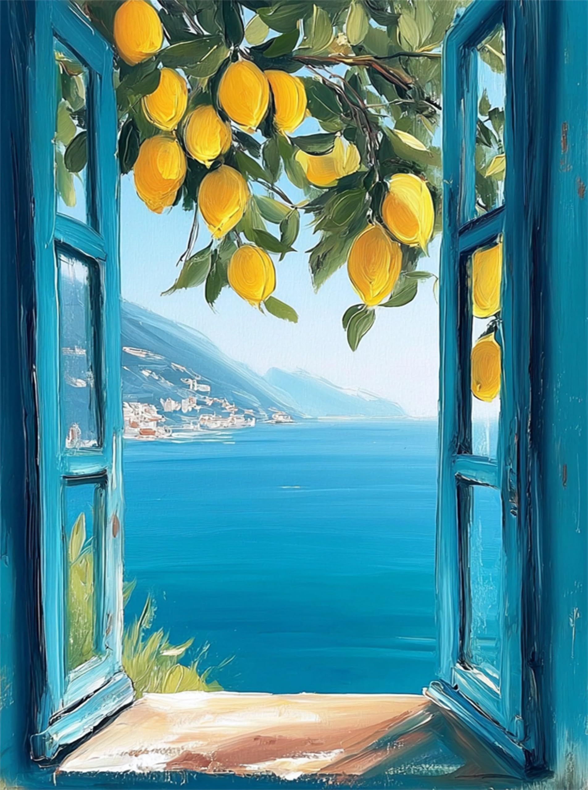 Niasansi Adults Paint by Number Kits,Lemon Painting by Number Kits on Canvas,Windowsill Large Color by Numbers Adult Watercolor Gifts for Friends Wall Decor (windowsill)